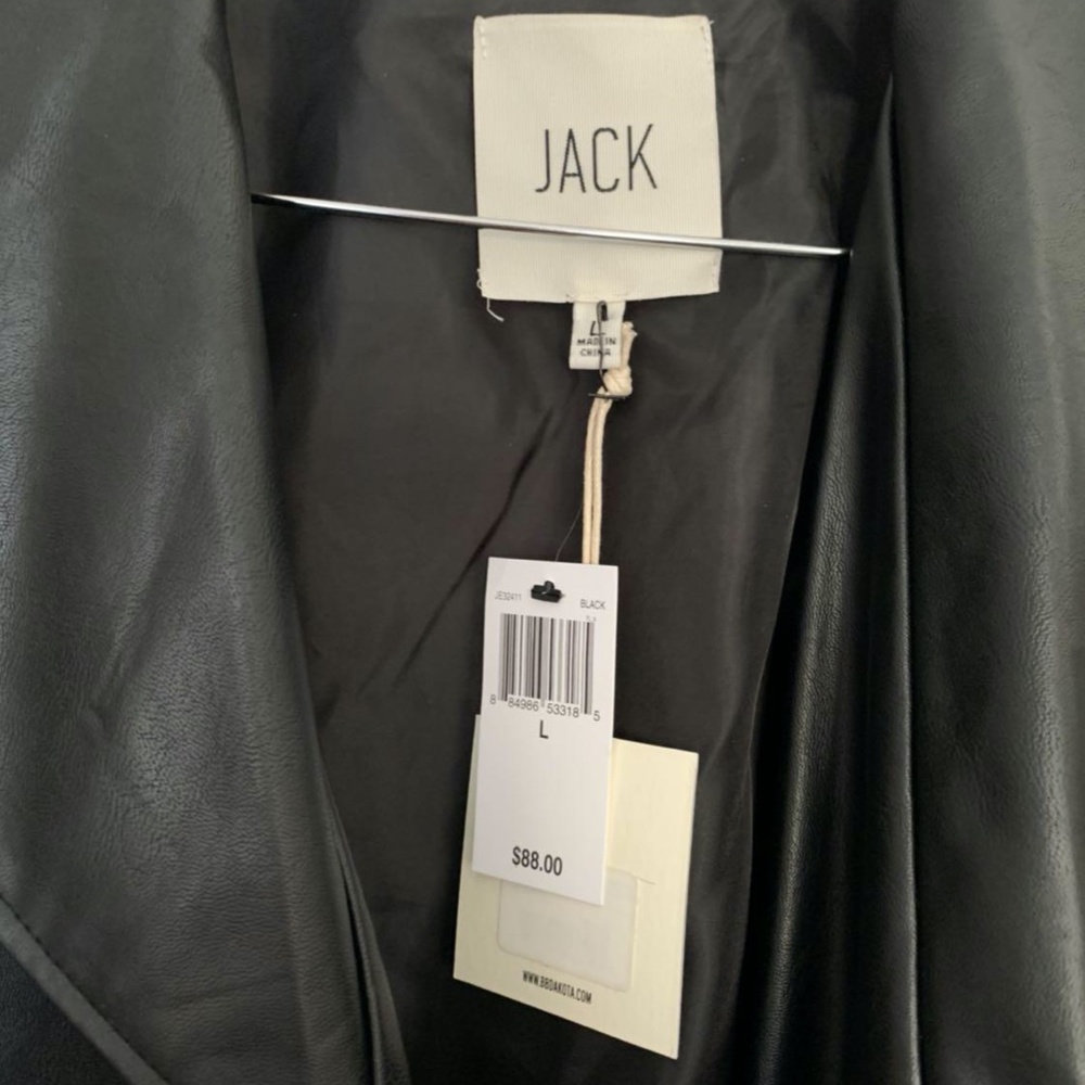 NWT Black Faux Leather Jacket (L) - Picture 6 of 6